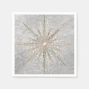Silver snowflake pink elegant vintage winter napkins