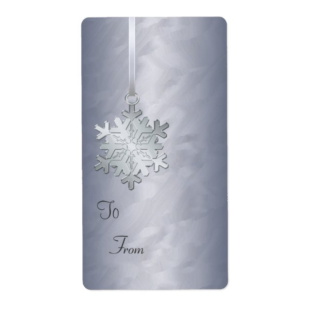 Silver Snowflake Silver Foil Gift Tag Label (Front)
