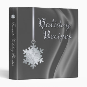 Silver Snowflake Silver Silk Holiday Recipe 3 Ring Binder