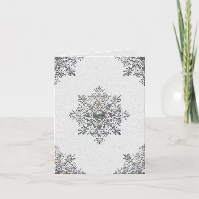 Silver Snowflake Thank You Note (Front)