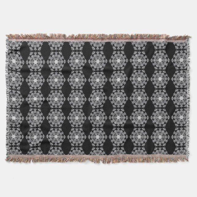 Silver Snowflake Throw Blanket (Front)