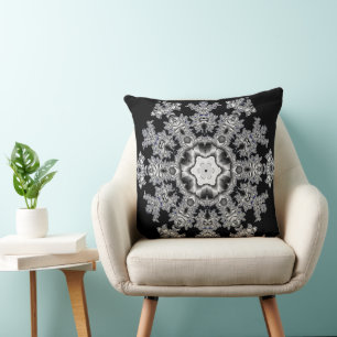Silver Snowflake Throw Pillow