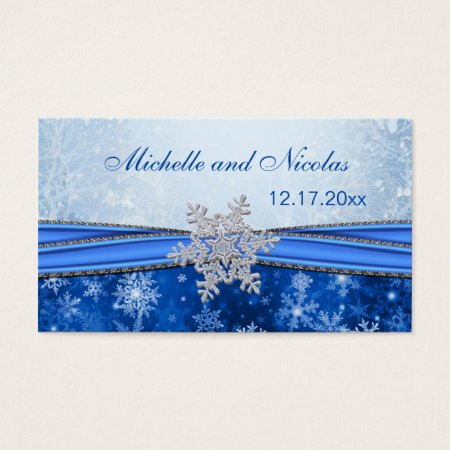 Silver Snowflake Wedding Favor Tag Business Card