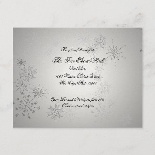 Silver Snowflake Wedding Reception Enclosure Card