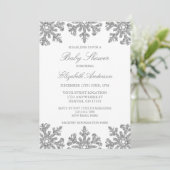Silver Snowflake Winter Baby Shower Invitation (Standing Front)