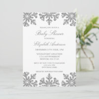 Silver Snowflake Winter Baby Shower Invitation