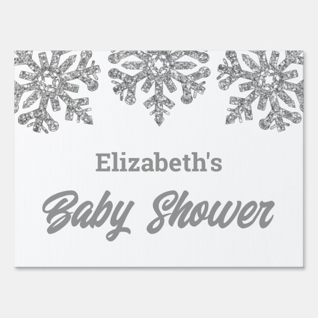 Silver Snowflake Winter Baby Shower Sign (Front)