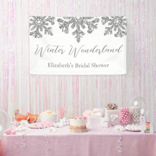 Silver Snowflake Winter Bridal Shower Banner