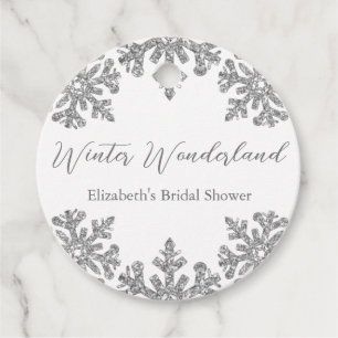 Silver Snowflake Winter Bridal Shower Favor Tags