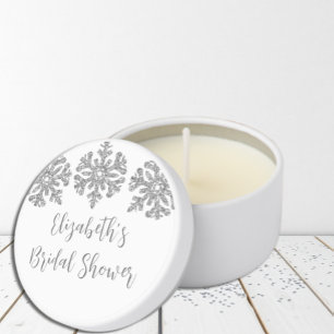 Silver Snowflake Winter Bridal Shower Mini Candle Favors
