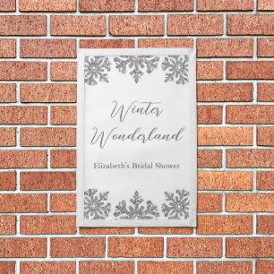 Silver Snowflake Winter Bridal Shower Pennant