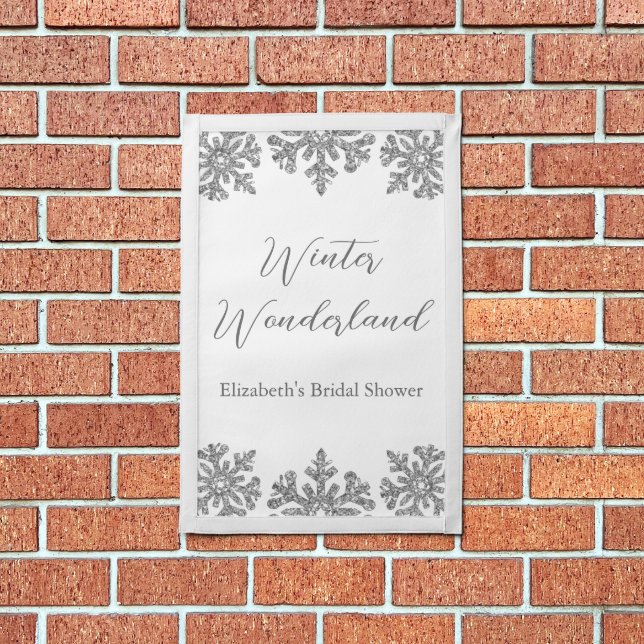 Silver Snowflake Winter Bridal Shower Pennant (Insitu 1)