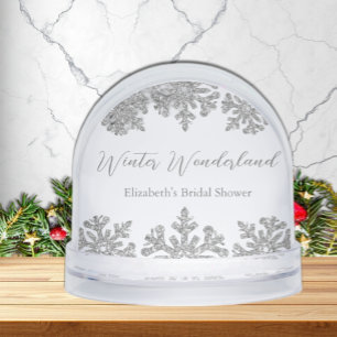 Silver Snowflake Winter Bridal Shower Snow Globe