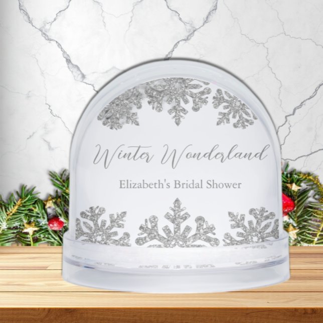 Silver Snowflake Winter Bridal Shower Snow Globe (Creator Uploaded)