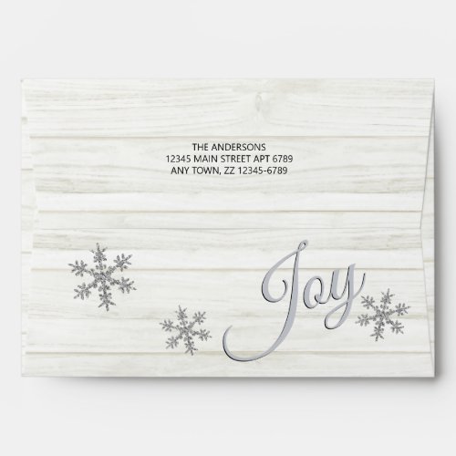 Silver Snowflake Winter Holiday Pre Addressed Envelope