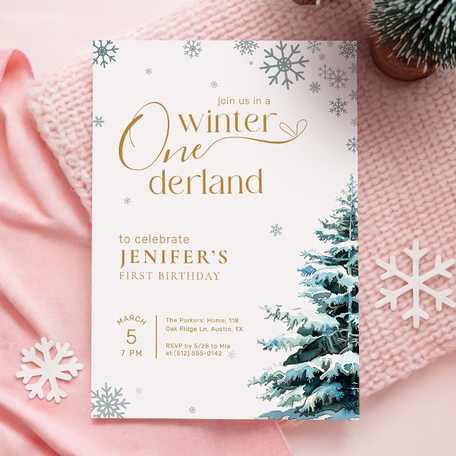 Silver Snowflake Winter Onderland 1st Birthday Invitation (Creator Uploaded)