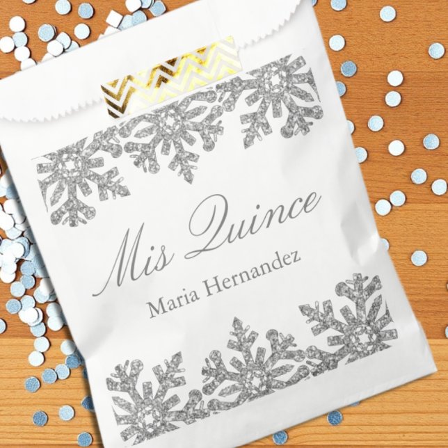 Silver Snowflake Winter Quinceanera Favor Bag (Creator Uploaded)