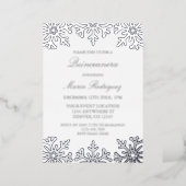 Silver Snowflake Winter Quinceanera Foil Invitation (Standing Front)