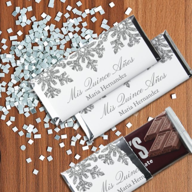 Silver Snowflake Winter Quinceanera Hershey Bar Favors (Creator Uploaded)