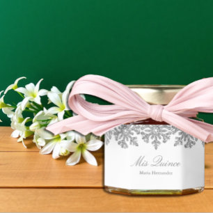 Silver Snowflake Winter Quinceanera Honey Jar Favors