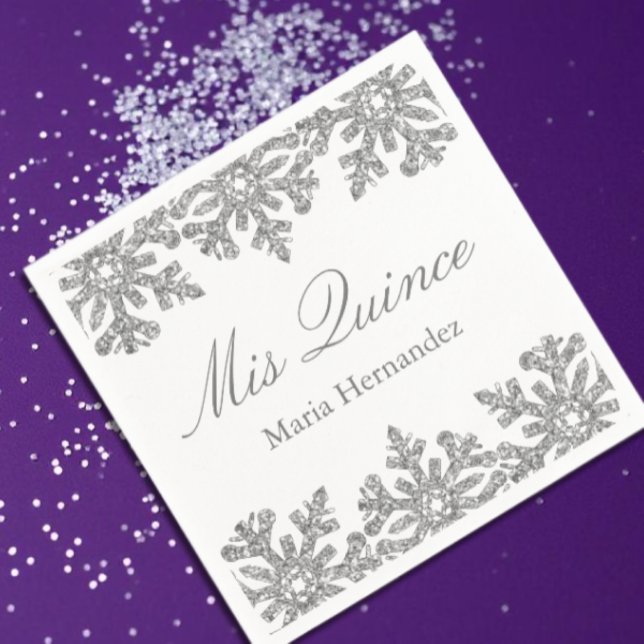 Silver Snowflake Winter Quinceanera Napkins (Creator Uploaded)