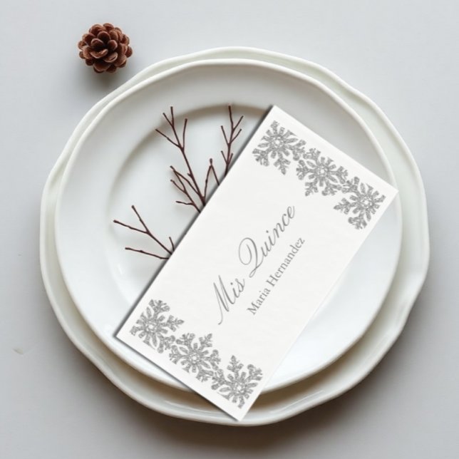 Silver Snowflake Winter Quinceanera Paper Guest Towels (Creator Uploaded)