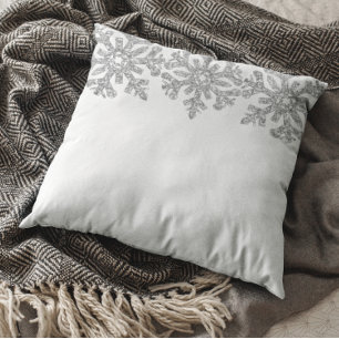 Silver Snowflake Winter Quinceanera Throw Pillow
