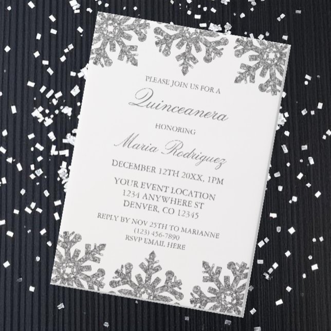 Silver Snowflake Winter Quinceanera Vellum Invitations (Creator Uploaded)