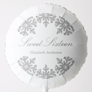 Silver Snowflake Winter Sweet 16 Balloon