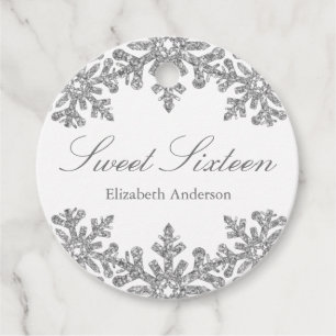 Silver Snowflake Winter Sweet 16 Favor Tags