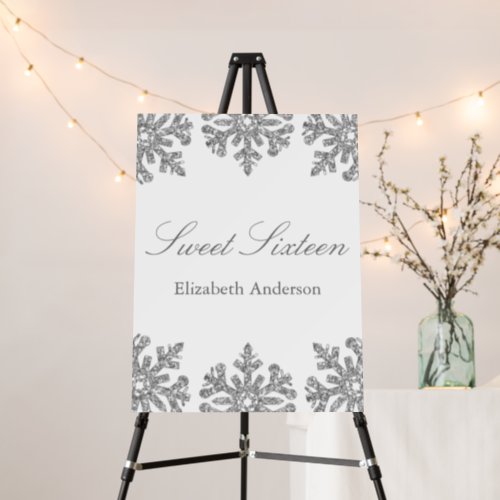 Silver Snowflake Winter Sweet 16 Foam Board