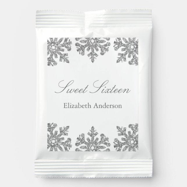 Silver Snowflake Winter Sweet 16 Lemonade Drink Mix (Front)