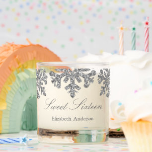 Silver Snowflake Winter Sweet 16 Scented Candle