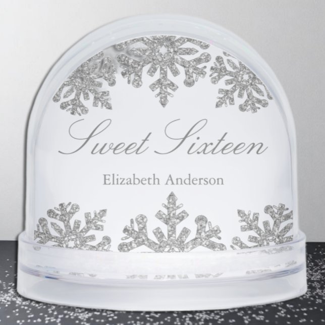 Silver Snowflake Winter Sweet 16 Snow Globe (Creator Uploaded)