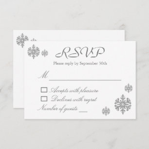 Silver Snowflake Winter Sweet Sixteen RSVP Card