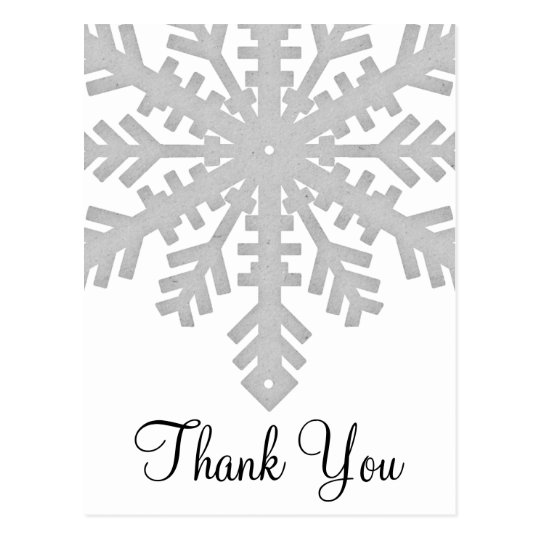 Silver Snowflake Winter Thank You Postcards | Zazzle.com