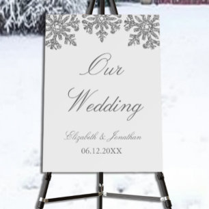Silver Snowflake Winter Wedding Foam Board