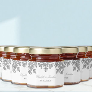 Silver Snowflake Winter Wedding Honey Jar Favors