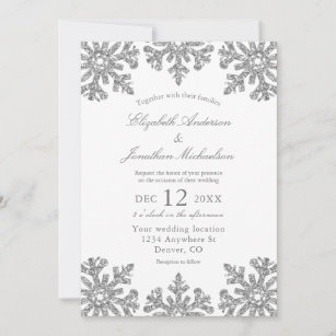 Silver Snowflake Winter Wedding Invitation