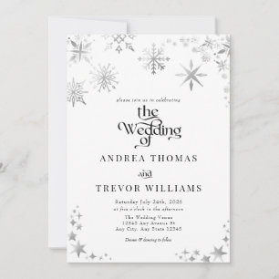 Silver Snowflake Winter Wedding Invitations