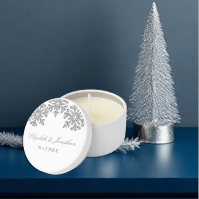 Silver Snowflake Winter Wedding Mini Candle Favors (Creator Uploaded)