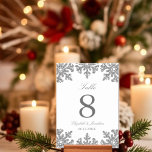 Silver Snowflake Winter Wedding Table Number Card<br><div class="desc">Silver snowflake winter wedding table number cards</div>