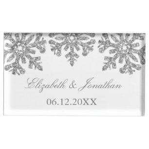 Silver Snowflake Winter Wedding Table Number Card Place Card Holder