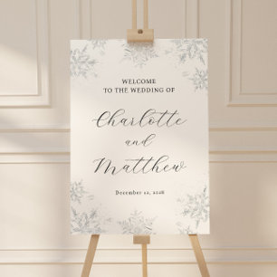Silver Snowflake Winter Wedding Welcome Sign