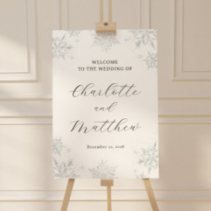 Silver Snowflake Winter Wedding Welcome Sign
