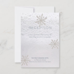 Silver Snowflake Winter White Wedding Reception Invitation