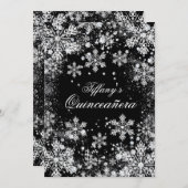 Silver Snowflake Winter Wonderland Quinceanera Invitation (Front/Back)