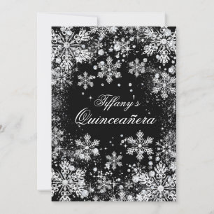Silver Snowflake Winter Wonderland Quinceanera Invitation