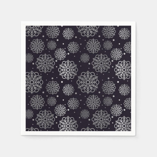 Silver snowflake with fish scales pattern napkins (Front)