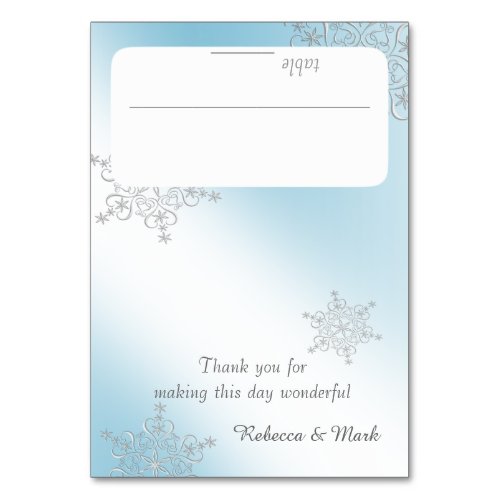 Silver Snowflakes and Ice Blue Seating Card